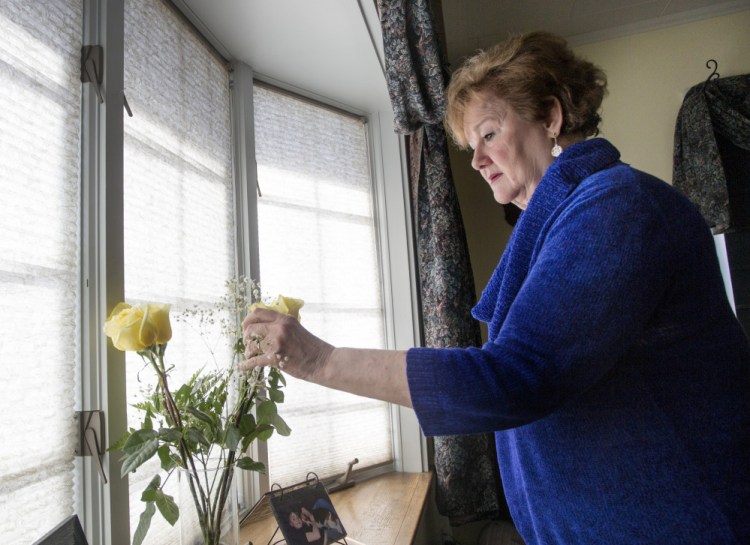 Kathy Jackson of South Gardiner had an aneurism and a stroke three and a half years ago. She uses a video conferencing system developed by the University of Maine to work on her speech skills.