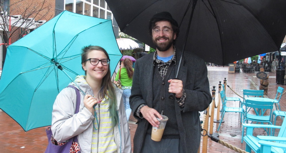 Vanessa Arbour, left, and friend Benjamin Gorbach, supporters of Sen. Bernie Sanders, talk on Saturday in Burlington, Vt., about his influence on the presidential race.