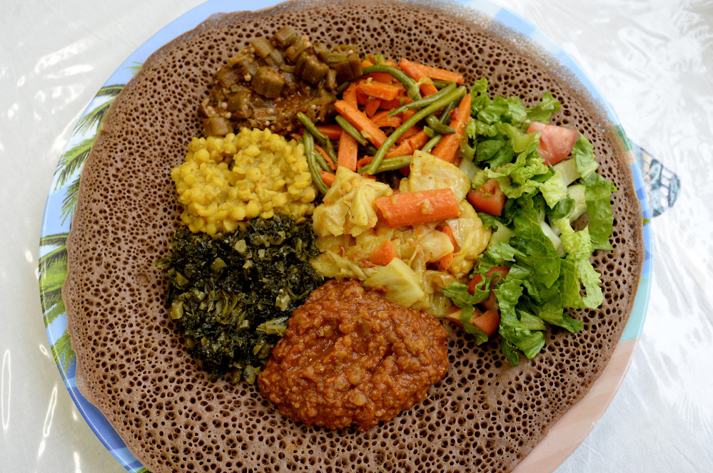 Vegetarian Sampler at the Red Sea restaurant in Portland. Shawn Patrick Ouellette/Staff Photographer