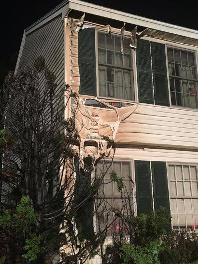 A tree outside Julie Klippert’s house in Cumberland went up like a torch Monday night before neighbors put out the fire with a hose.