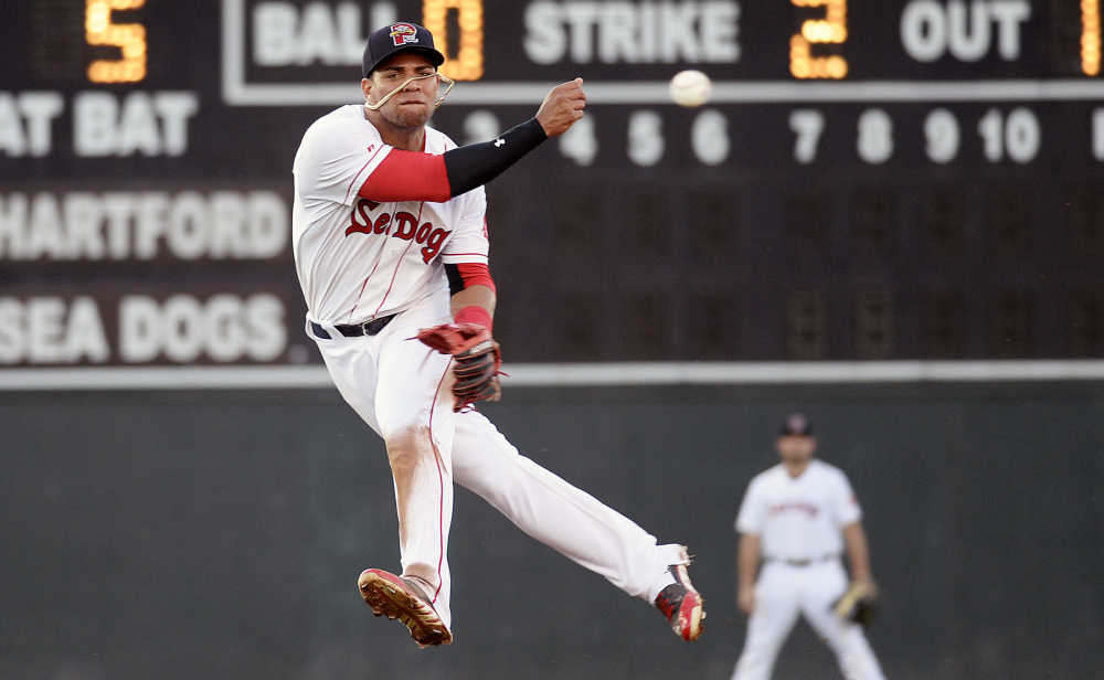 If the Red Sox ever decide to move Sea Dogs second baseman Yoan Moncada to another position, it won't be this season, says Red Sox President Dave Dombrowski.