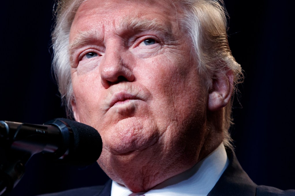 Donald Trump speaks Friday during a campaign rally in Green Bay, Wis., where he endorsed House Speaker Paul Ryan's re-election bid. Ryan did not attend the event.
Associated Press/Evan Vucci