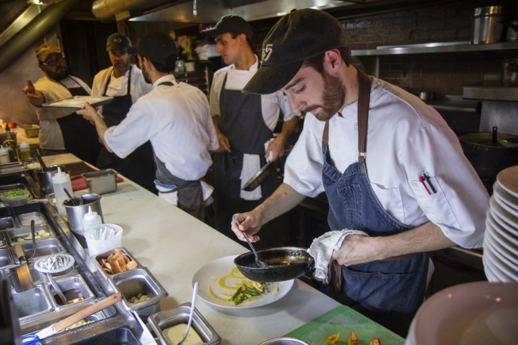 The kitchen is typically hopping at Five-Fifty-Five.