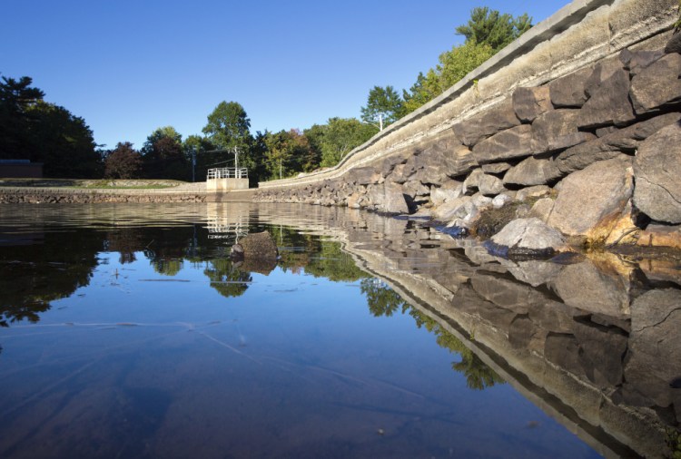 Chase's Pond was down about 4.5 feet in September. The normal water line can be seen at left.