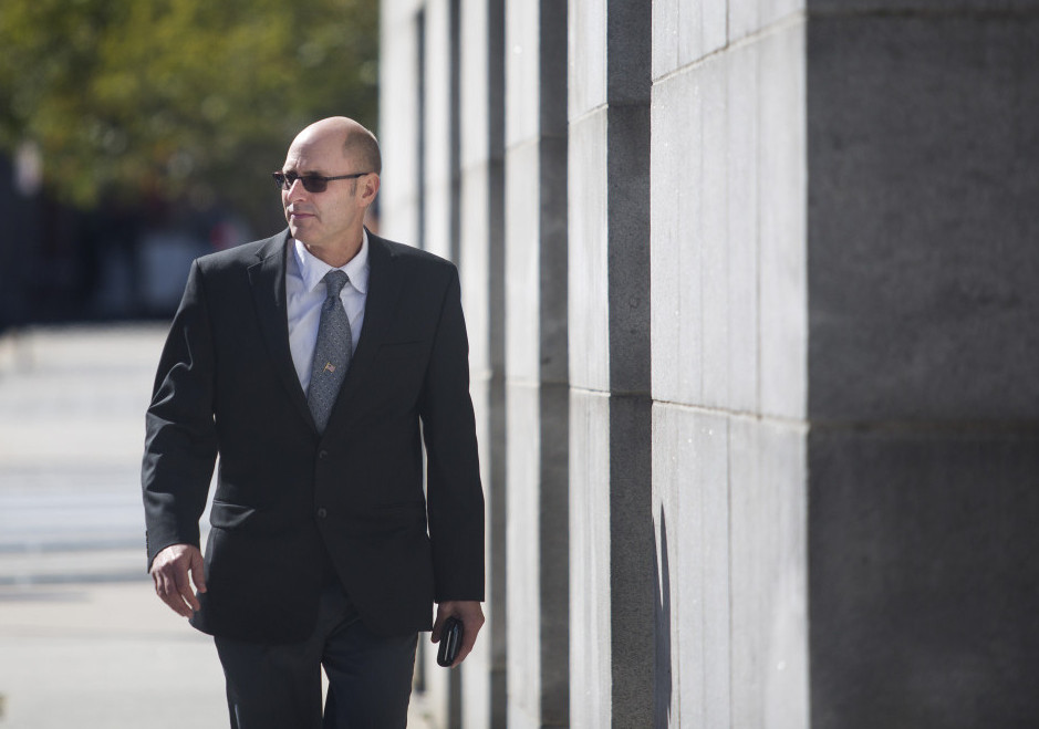 Portland landlord Gregory Nisbet returns to the courthouse Tuesday. If convicted, he would become the first Maine landlord to be successfully prosecuted for manslaughter in the death of a tenant because of negligent operation of his building.