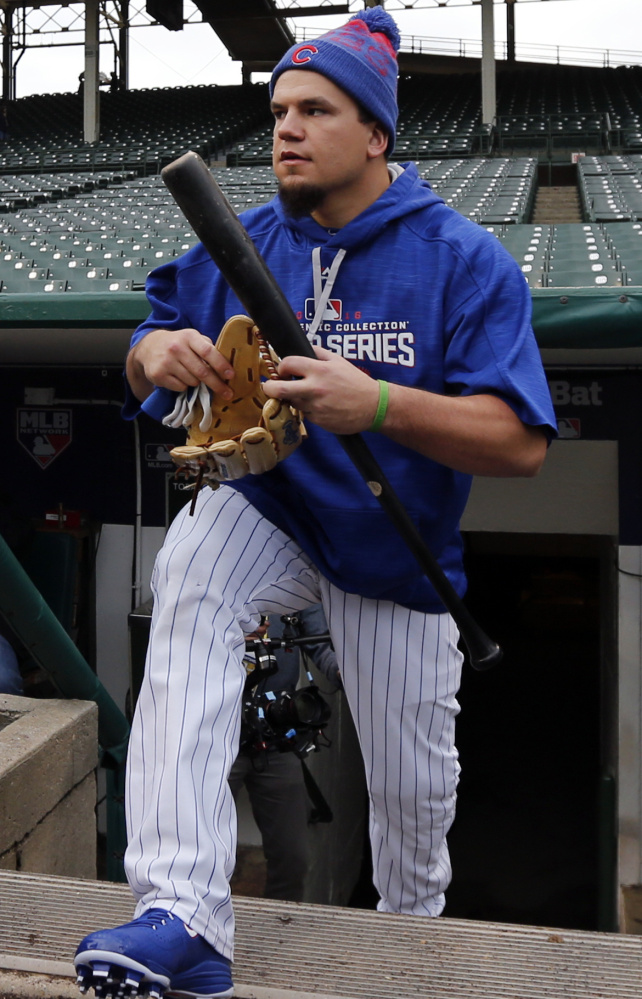 Kyle Schwarber returned from knee surgery to help the Cubs in the first two games, but now will sit with the loss of the DH in Chicago.