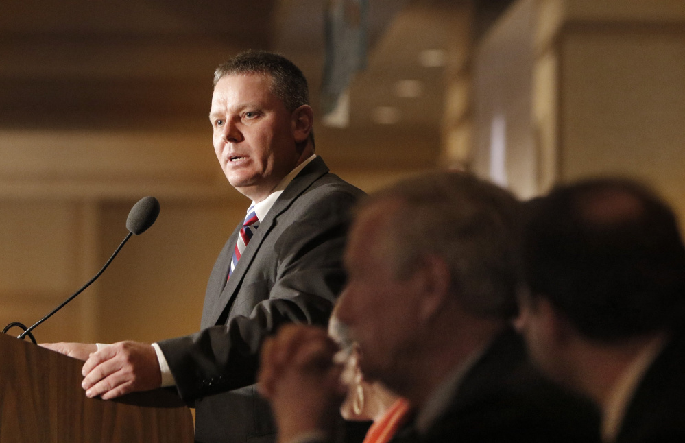 Michael Thibodeau, seen speaking in January, stands to be the first Republican in 30 years to serve as Senate president for two consecutive sessions.