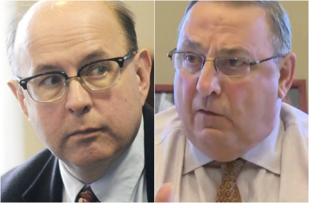 Secretary of State Matthew Dunlap, left, and Gov. Paul LePage