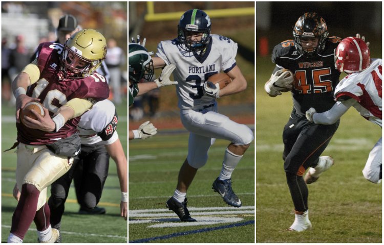 From left: Michael Laverriere of Thornton Academy in Saco; Dylan Bolduc of Portland High School; Trey Wood of Brewer High School.