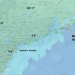 A light snowfall will bring 1-3 inches of snow to the region during the first half of Monday.