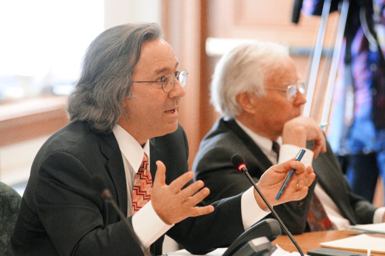 Rep. Drew Gattine, D-Westbrook, co-chair of the Appropriations Committee, asks a question during a joint work session with the Health and Human Services Committee on Thursday to review plans for a "step-down" psychiatric unit for forensic patients.