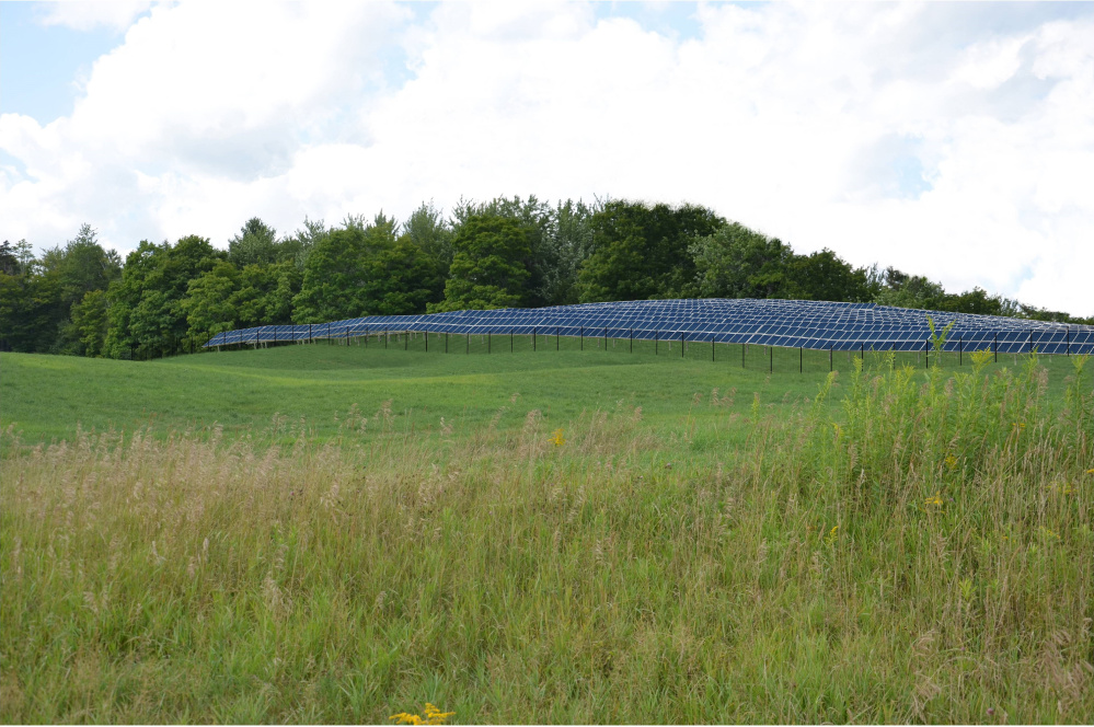 A simulation photo provided by Ranger Solar shows the location of a solar project underway in Vermont. The Yarmouth-based company is proposing new Maine solar projects in Fairfield and Clinton.