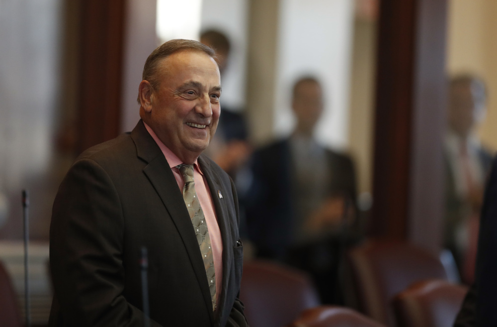 This Dec. 19 photo of Gov. Paul LePage at the State House shows a slimmed-down chief executive. He underwent bariatric surgery in September.