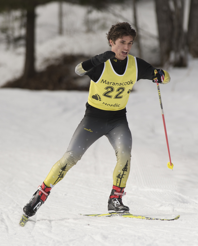 Maranacook Community High School senior Ruslan Reiter competes in the Maranacook Wave race Jan. 21 in Readfield.