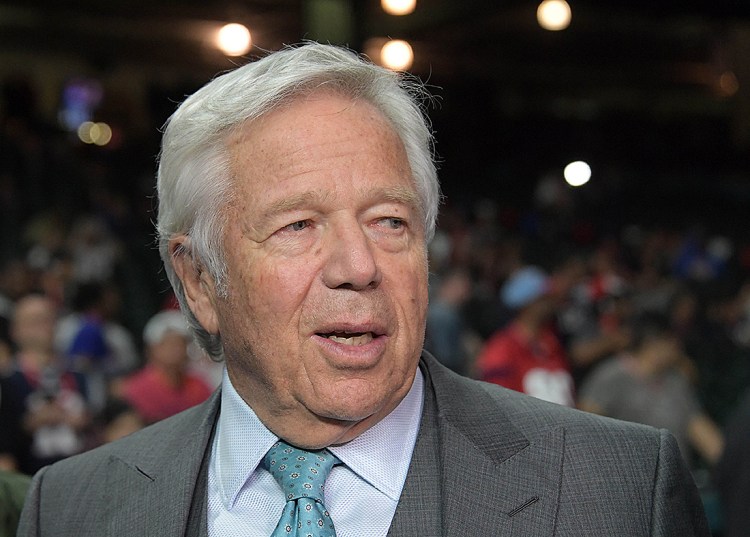 New England Patriots owner Robert Kraft attends Super Bowl LI Opening Night in Houston. 