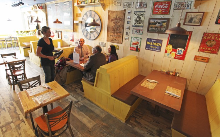 Mary Ann DeSanto serves lunch customers in February at Portland Meatball Company.