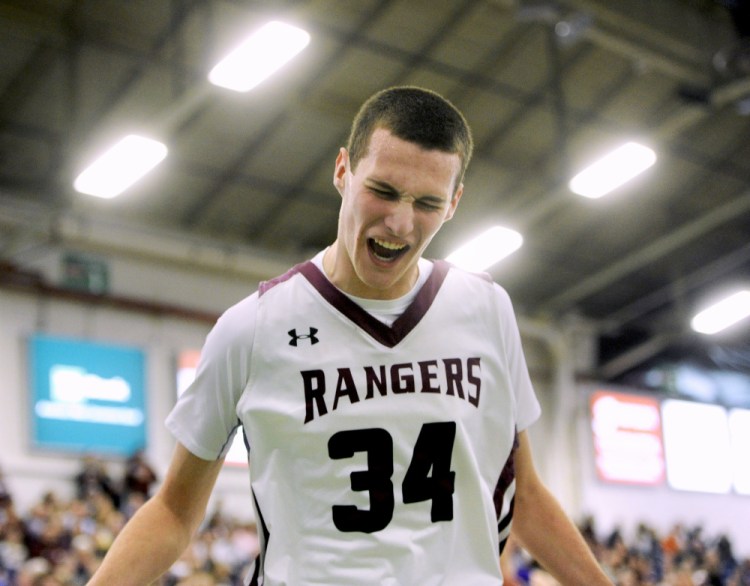 Greely’s Matt McDevitt, seen in a game in February 2016, is one of many players in southern Maine who have range beyond the 3-point line. McDevitt said shooting long-range shots is all about proper form.