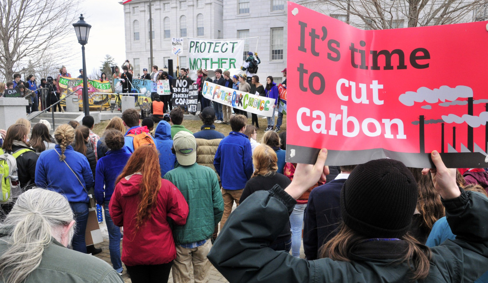 Protesters in Augusta in 2015 demand action against the environmental and health threats from climate change.