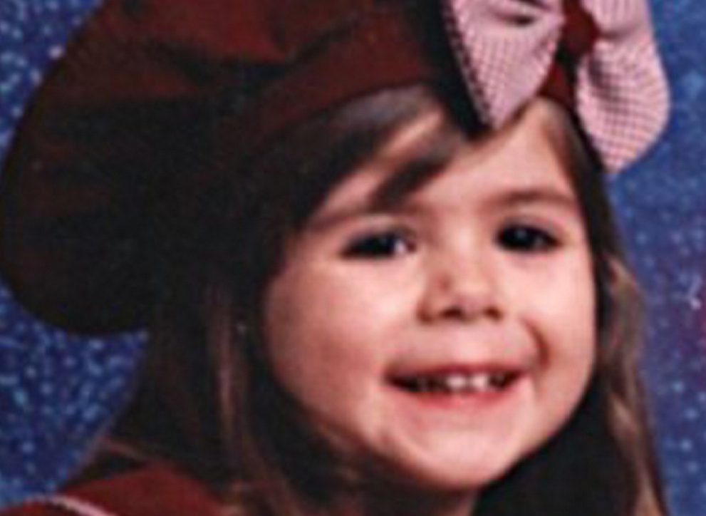 Logan Marr appears in a portrait photo that her mother, Christy Darling, carried with her during the trial of Sally Ann Schofield.