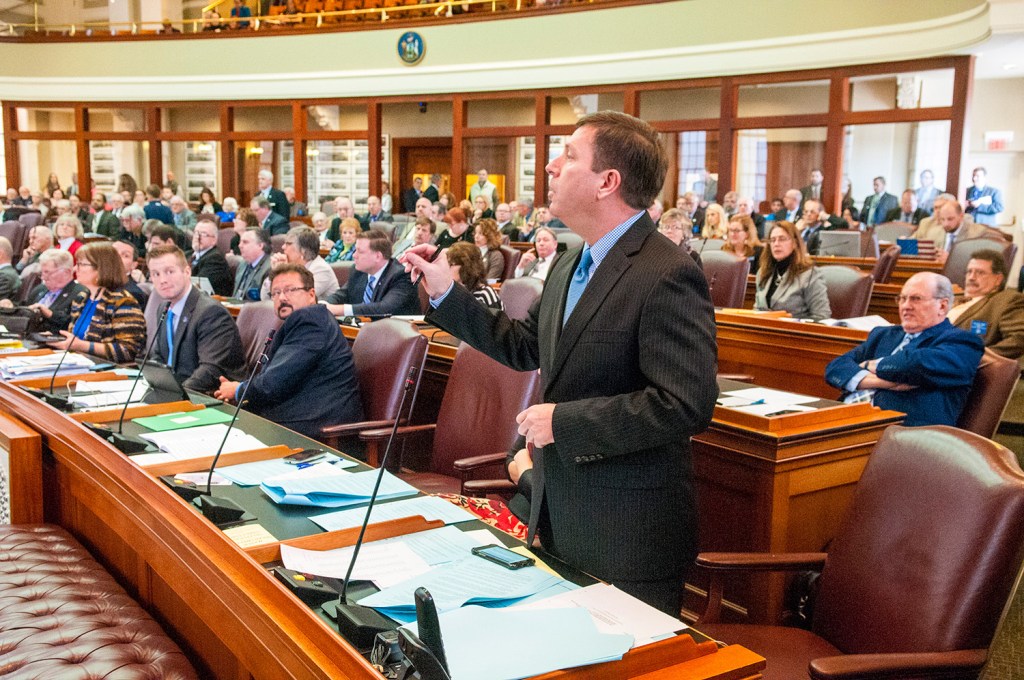 House Republican Leader Ken Fredette speaks during Thursday's debate. He voted to authorize a House Ethics Committee investigation, saying it was matter of public trust and transparency.