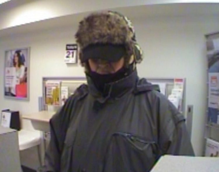 An image released by authorities of the so-called "Silent Bandit" who has been linked to four bank robberies in central Maine in recent years.