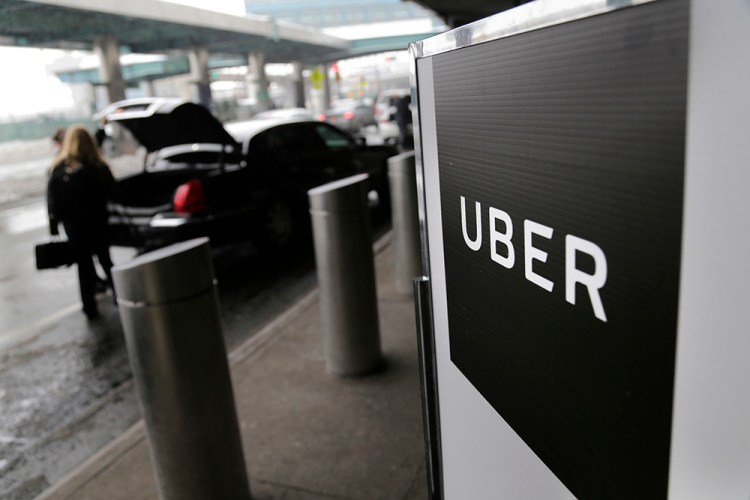 An Uber pickup point at LaGuardia Airport in New York. 