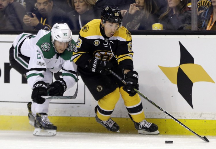 Brad Marchand was suspended for the final two games of the regular season, including a shootout loss against Ottawa. The Bruins' leading scorer will be back in the lineup for the playoff opener Wednesday night.