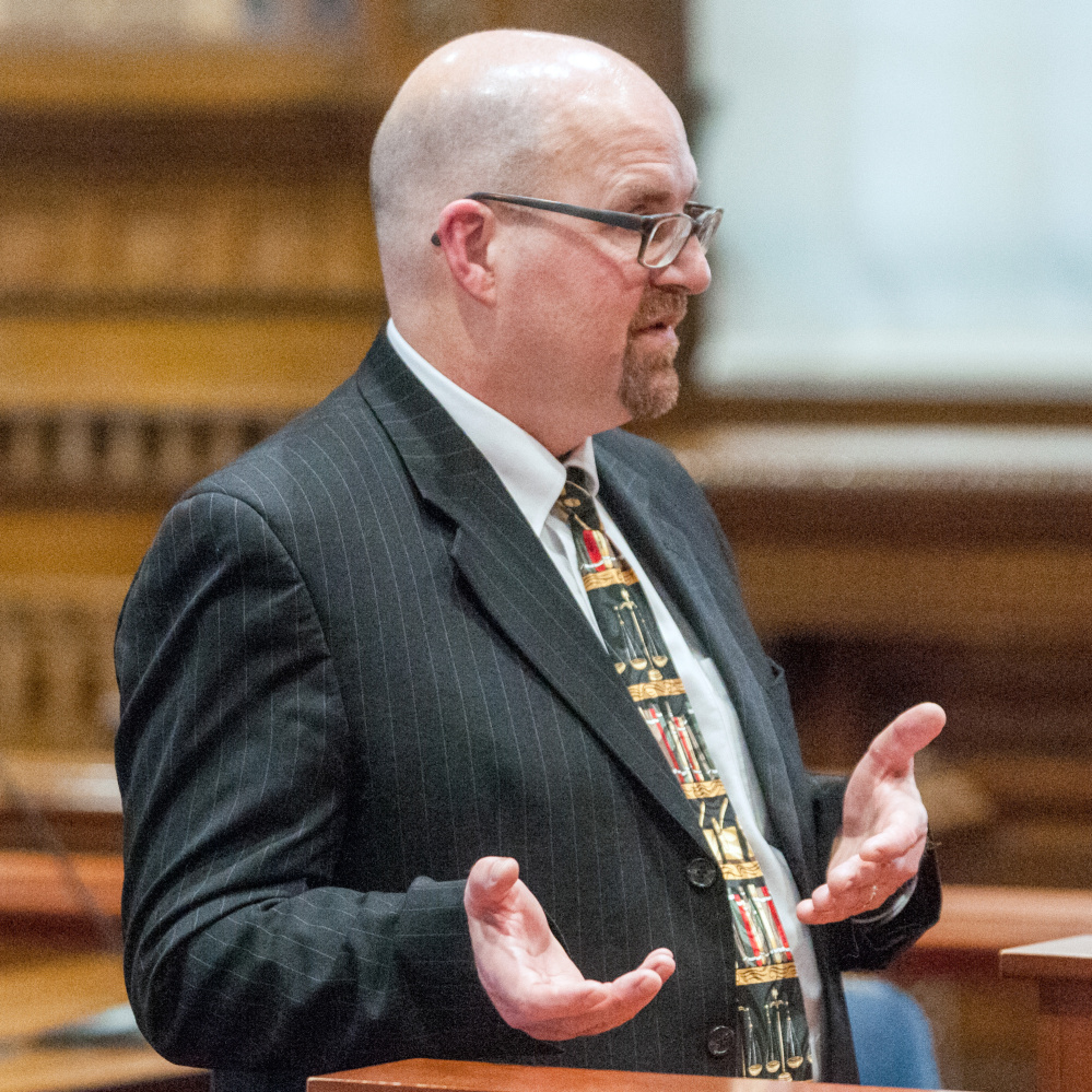 Staff photo by Joe Phelan
Assistant Attorney General Donald Macomber speaks during the Justin Pillsbury case Thursday during a Maine Supreme Judicial Court hearing in the Capital Judicial Center in Augusta.