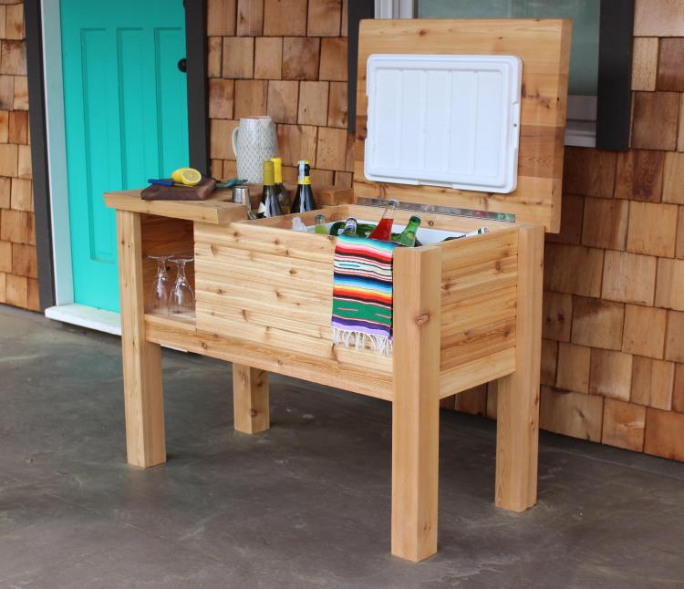 A deck bar with cooler is a handy addition for entertaining.