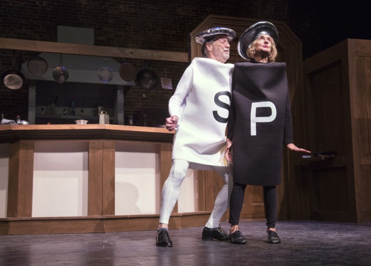 Gordon Adams and Lucinda Ziesing rehearse a number from "The Night Kitchen" as Salt and Pepper.