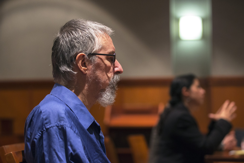 Burton Hagar sits at the defense table Friday during his bail hearing. He was granted bail.