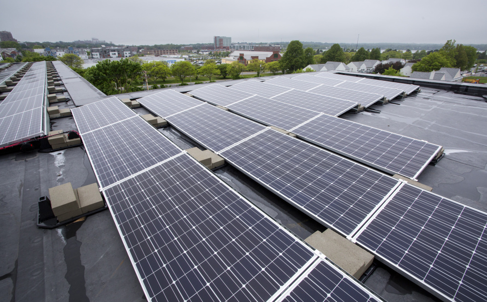 Avesta Housing and Portland Housing Authority's new complex on East Oxford Street uses solar energy for some of its power. A bill in Augusta would create incentives for more property owners to invest in solar, but lawmakers must be ready to override an expected veto by Gov. LePage.