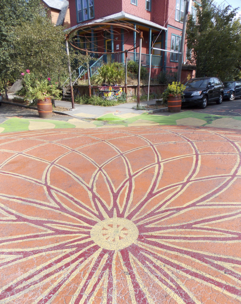 Street paintings like this one in Portland, Ore., can unite communities and calm traffic, says Michael Shaughnessy of Westbrook.