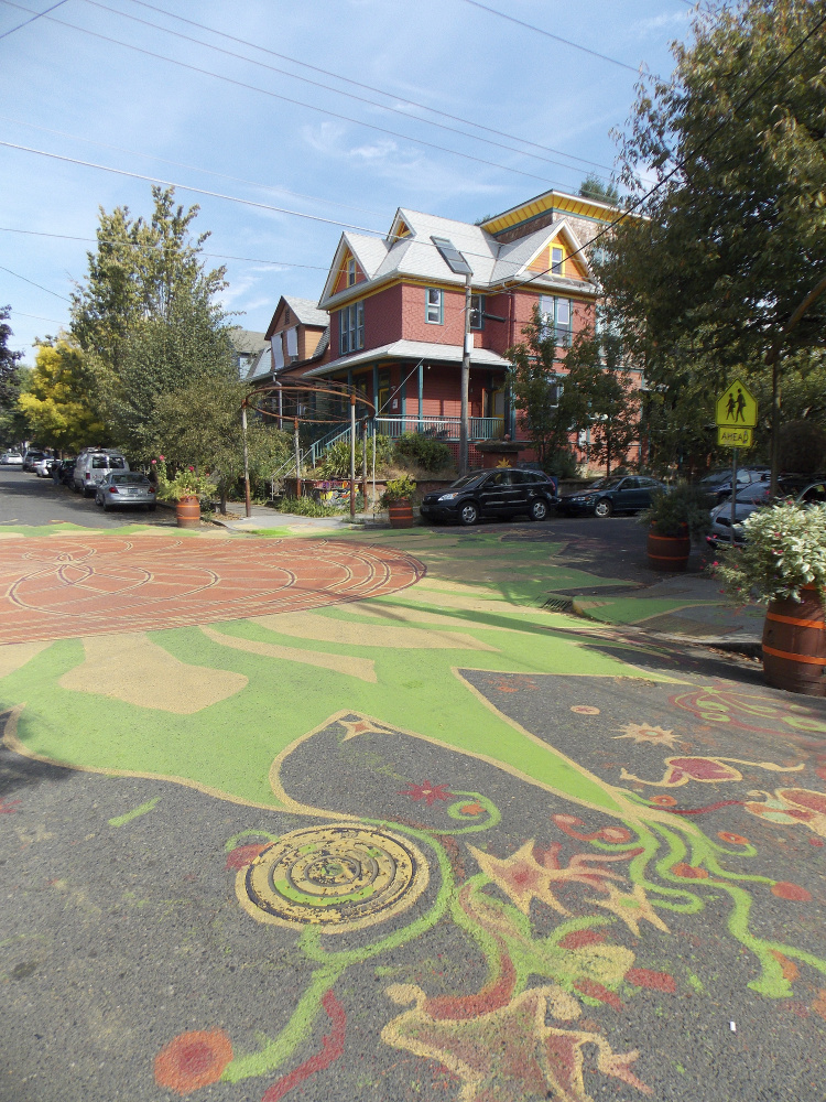 Inspired by street paintings like this one in Portland, Ore., a Westbrook resident brought the idea home to his community. Westbrook is looking at the pros and cons of creating street art.