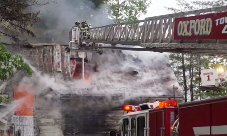 Firefighters from multiple towns responded to a Monday evening fire at the Dead River Company in South Paris.