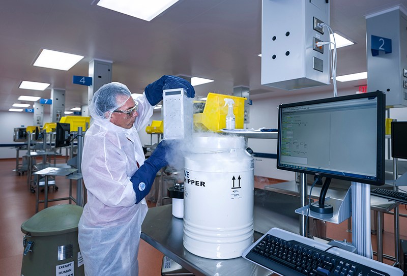 Human T cells belonging to cancer patients arrive at Novartis Pharmaceuticals Corp.'s facility in 2015. This laboratory is where the T cells of cancer patients are processed and turned into super cells as part of a new gene therapy-based cancer treatment.