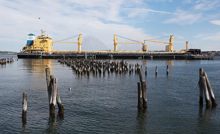 The MV Marguerita,  that carries clay surry from Brazil to paper mills in Maine in 2016.