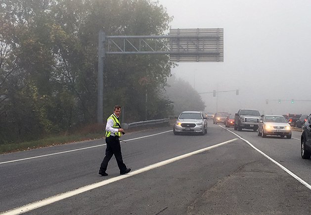 A crash between a motorcycle and a large truck has shut down the exit 109 on-ramp for Interstate 95 this morning. 