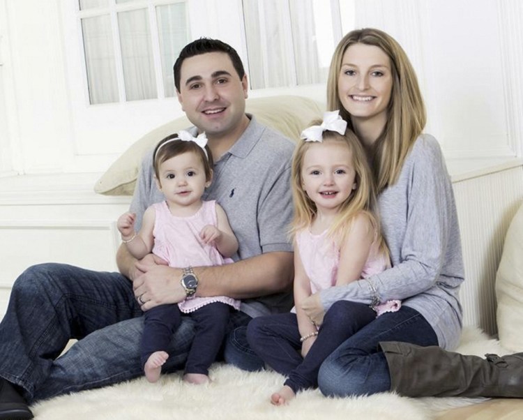 Jennifer Drapeau with her daughters Brynn, 3, and Aria, 18 months, and husband, Joey. Her husband said that, most of all, she loved being a mother.