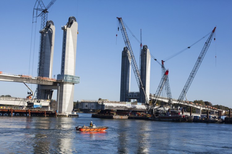 Construction on the Sarah Mildred Long Bridge connecting Kittery to Portsmouth, N.H., is shown in October. 