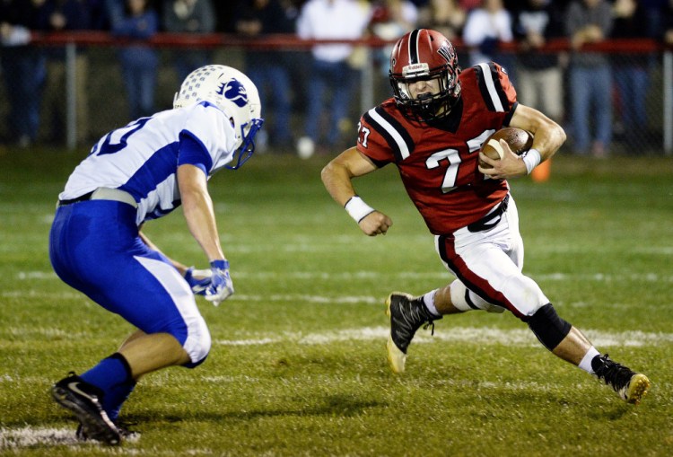 Chad Fitzpatrick – one of the few returning players for Wells – was hard to bring down in the first game against Madison/Carrabec this year, and hopes to be elusive again Saturday.