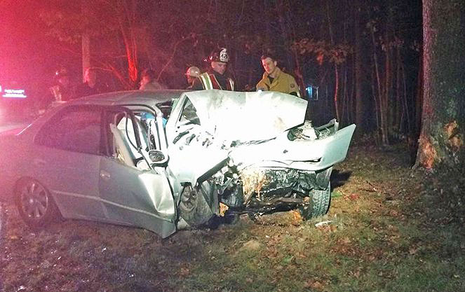 Scene of a fatal car crash in Buxton on Tuesday evening.