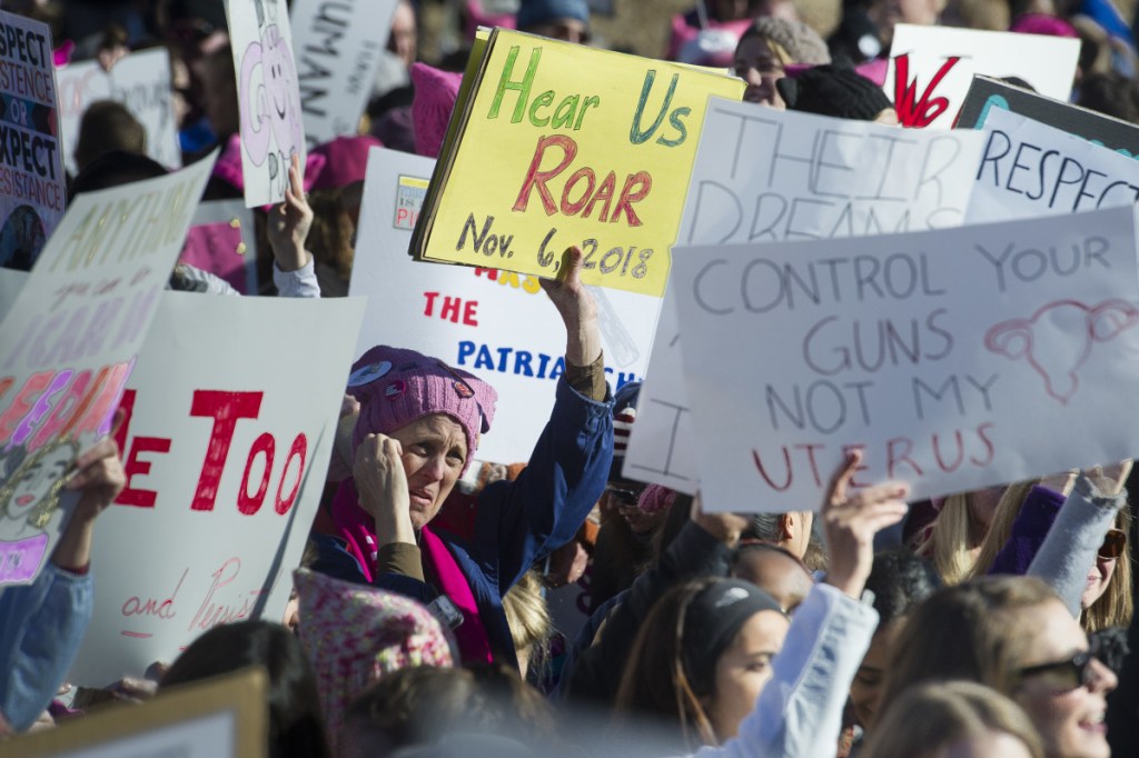 Participants in the Women's March rally at the Lincoln Memorial in Washington on Saturday. Activists are returning to the streets a year after millions of people rallied worldwide at marches for female empowerment, hoping to create an enduring political movement that will elect more women to government office.