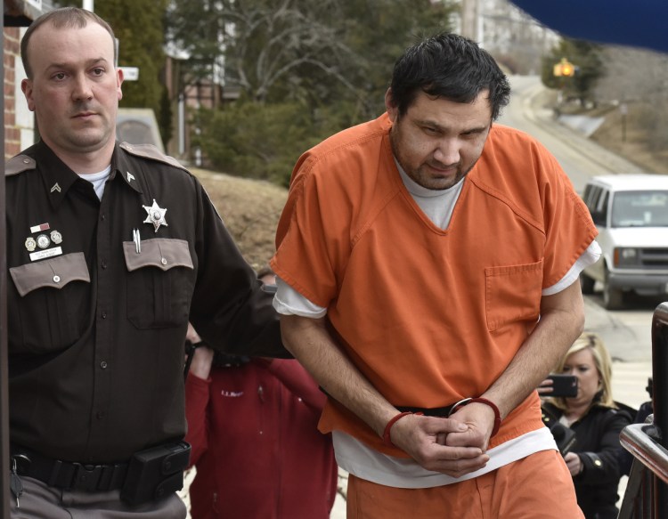 Julio Carrillo, 51, of Stockton Springs arrives for a bail hearing Feb. 28 at Waldo County Superior Court. Charged in the beating death of his stepdaughter, Carrillo's bail was set at $500,000. A prosecutor said what the child endured "can only be described as torture."