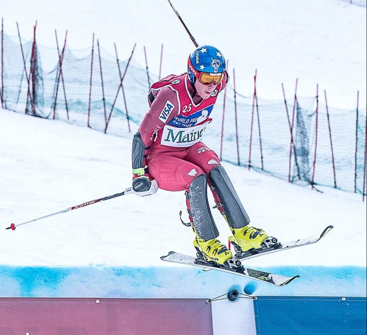 Sam Morse of Carrabassett Valley gets some air on the first of two jumps during a World Pro Ski Tour qualifying run Friday at Sunday River.