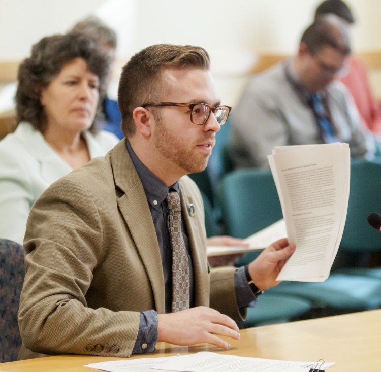 Rep. Ryan M. Fecteau, D-Biddeford, speaking before the Government Oversight Committee on Friday.