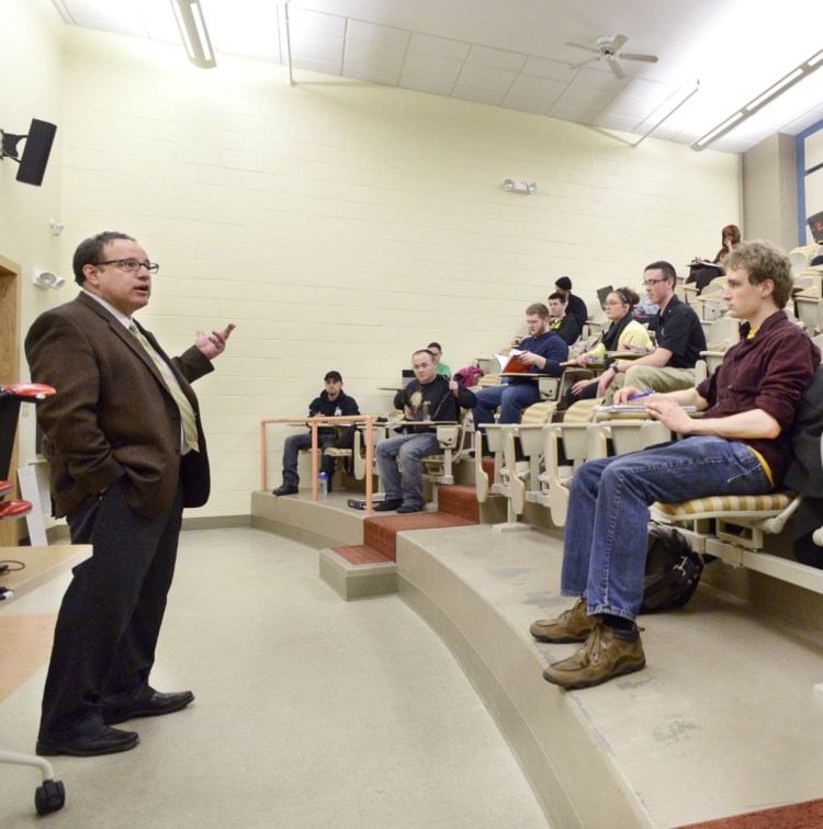 Ronald Schmidt teaches a political science class at the University of Southern Maine in 2014. USM takes pride in its accessibility, affordability and academic excellence.