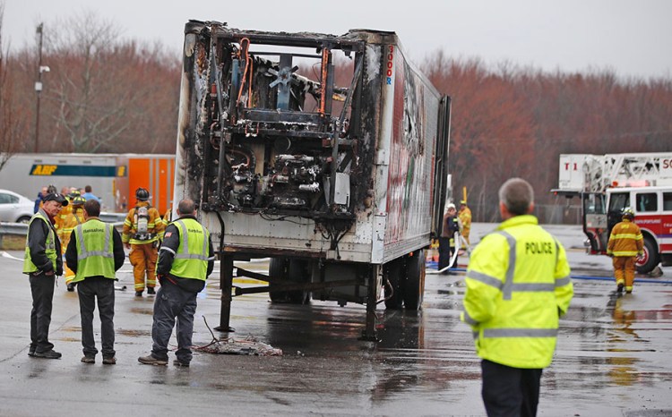 Emergency responders are on the scene at the Hannaford Distribution Center in South Portland Thursday morning.