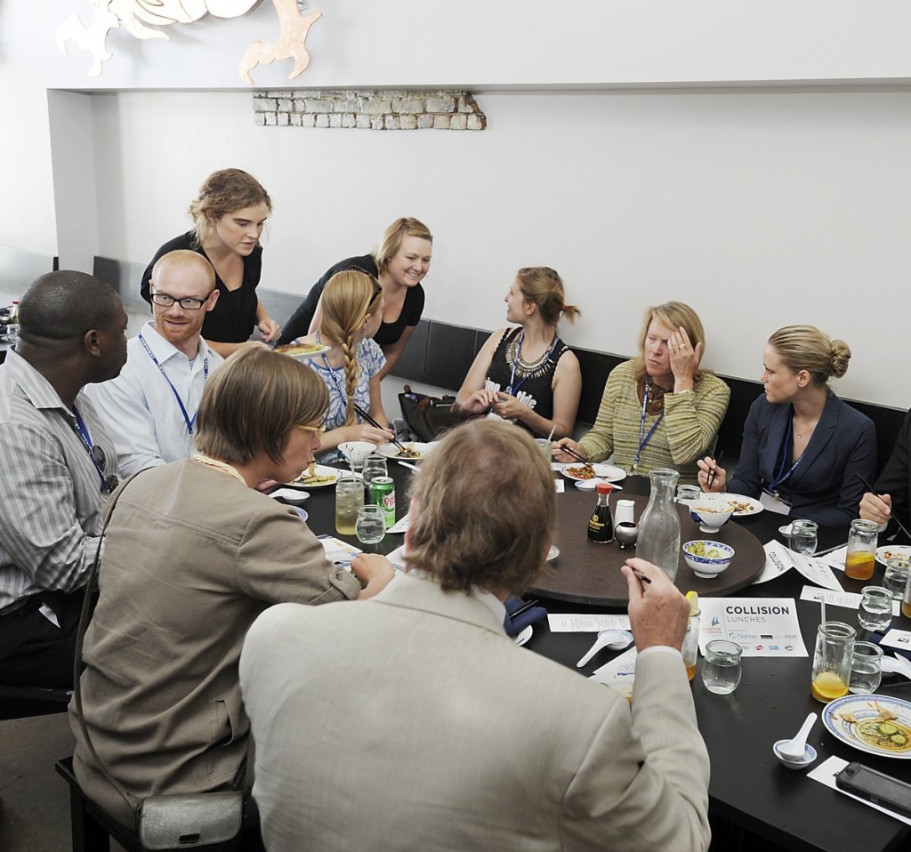 Bao Bao restaurant hosts a "Collision Lunch" to allow members of Maine's business community to meet each other and network during startup week in 2015.