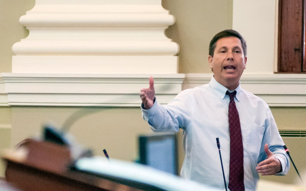 House Republican leader Ken Fredette, R-Newport, speaks during Wednesday's debate on extending the session for four days.